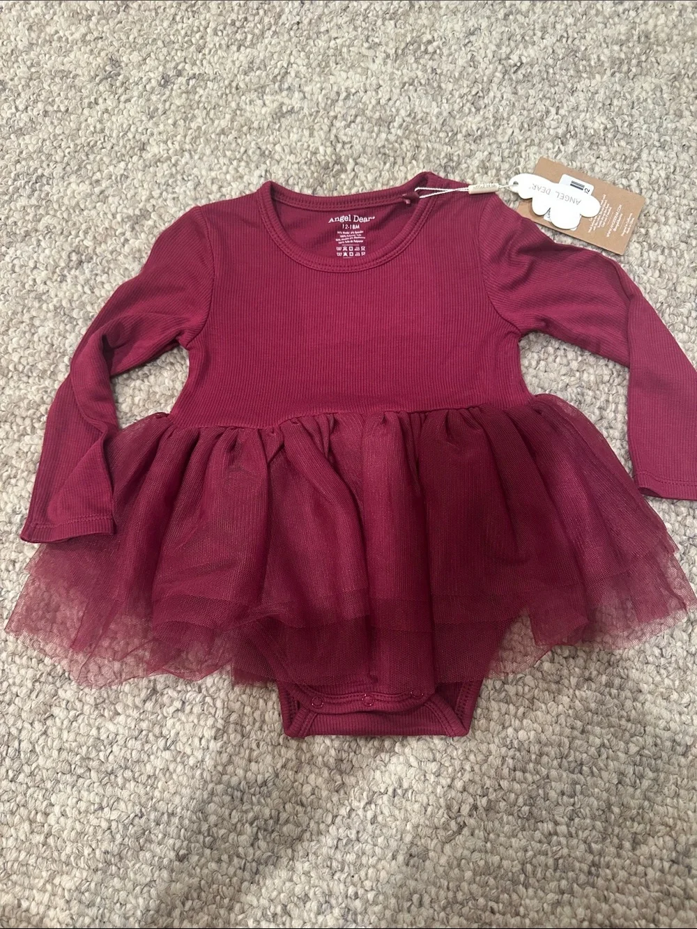 Angel Dear Burgundy Tulle Bodysuit